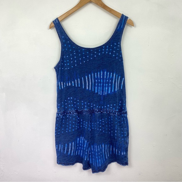 Lucky lotus beach romper short with pockets tie dye blue - Picture 2 of 7